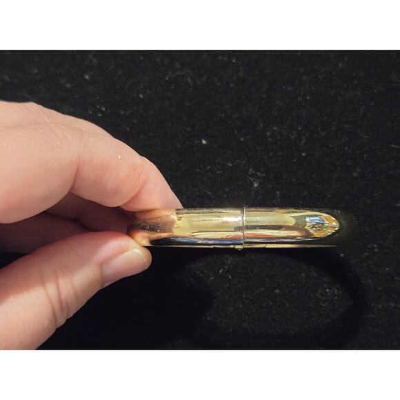 Vintage Whiting & Davis Co Mesh Bags Gold Hinged Bangle Bracelet - Picture 5 of 6